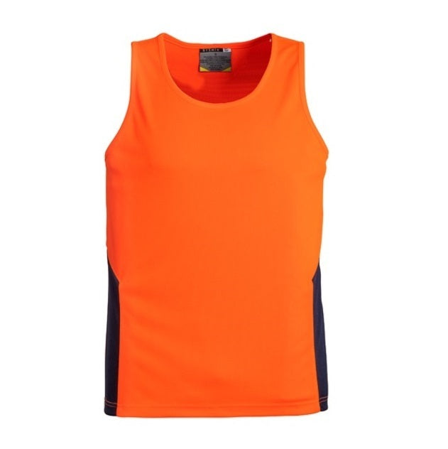 Syzmik ZH239 Unisex HiVis Squad Singlet - Orange/Navy - Front View