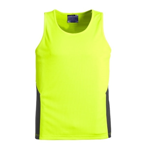 Syzmik ZH239 Unisex HiVis Squad Singlet - Yellow/Charcoal - Front View