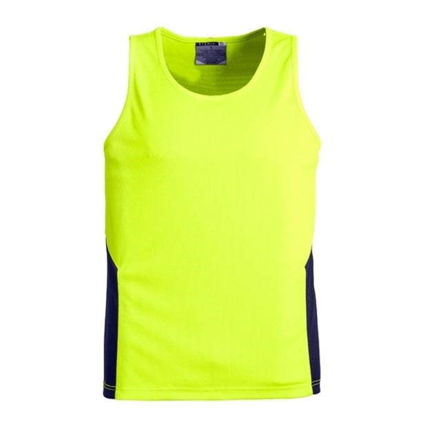 Syzmik ZH239 Unisex HiVis Squad Singlet - Yellow/Navy - Front View