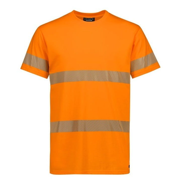 Syzmik ZH510 Mens Hi Vis Segmented Tape Cotton Tee Shirt - Orange - Front View