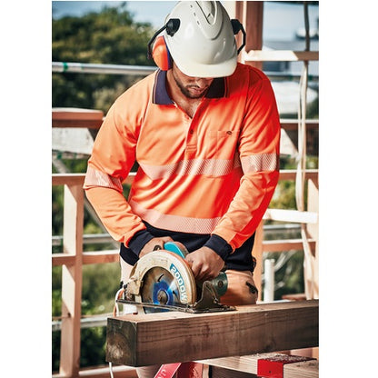 Syzmik ZH530 Unisex HiVis Segmented L/S Polo - Hoop Taped