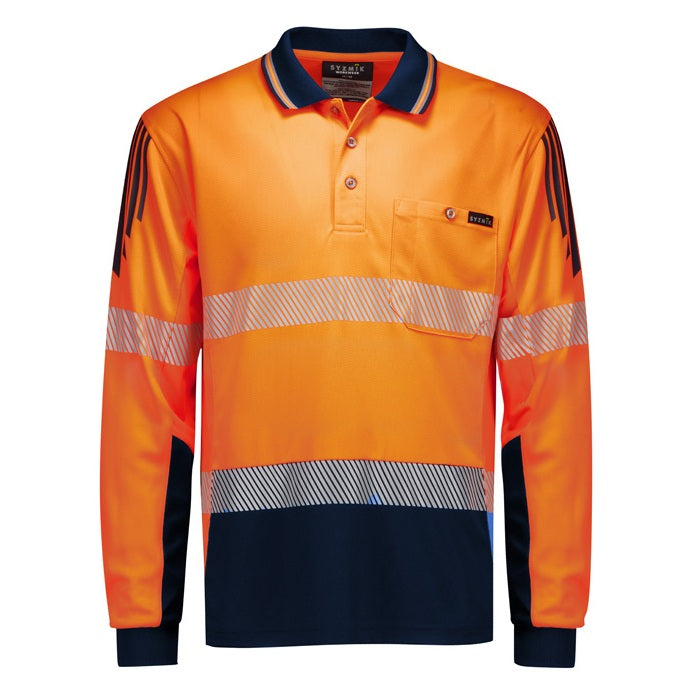 Syzmik ZH550 Mens Hi Vis Flux Segmented Tape Long Sleeve Polo
