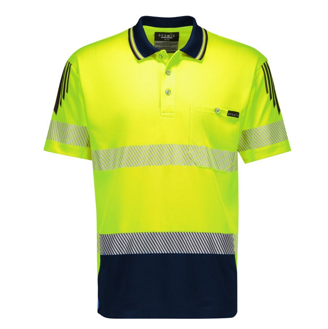 Syzmik ZH555 Mens Hi Vis Flux Segmented Tape Short Sleeve Polo