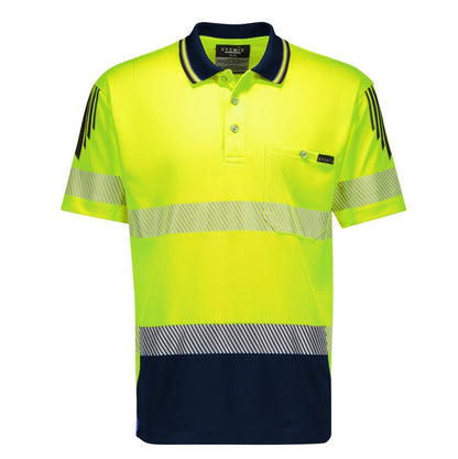 Syzmik ZH555 Mens Hi Vis Flux Segmented Tape Short Sleeve Polo
