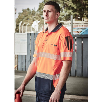 Syzmik ZH555 Mens Hi Vis Flux Segmented Tape Short Sleeve Polo