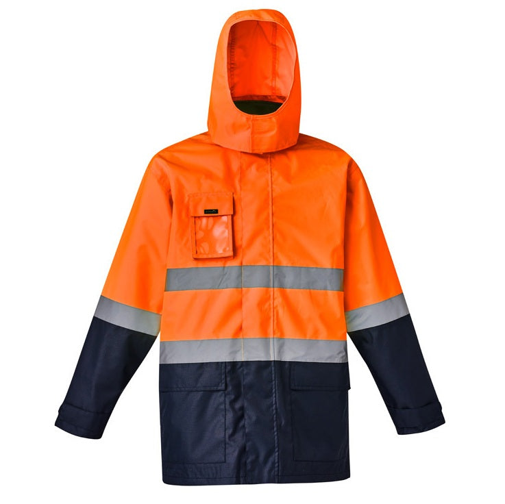 Syzmik ZJ220 Mens HiVis Basic 4-in-1 Waterproof Jacket - Orange/Navy - Front View