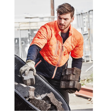 Syzmik ZJ420 Unisex Hexagonal Puffer Jacket - Orange/Navy - Lifestyle