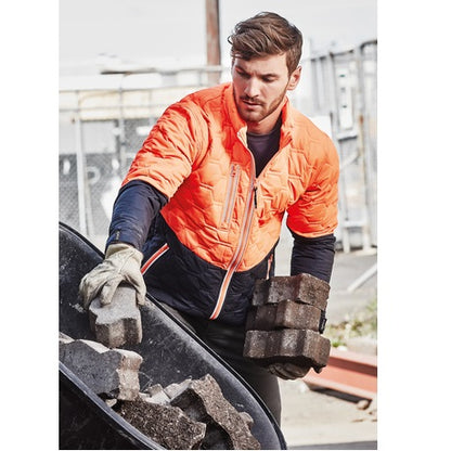 Syzmik ZJ420 Unisex Hexagonal Puffer Jacket - Orange/Navy - Lifestyle