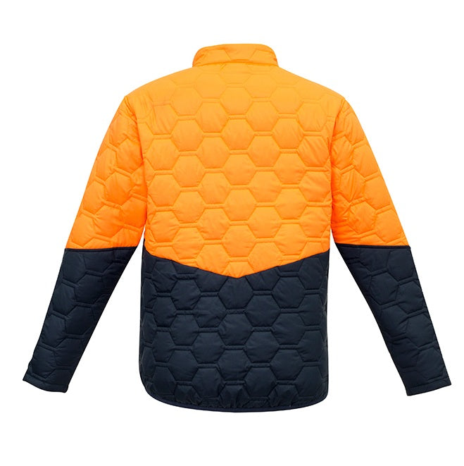 Syzmik ZJ420 Unisex Hexagonal Puffer Jacket - Orange/Navy - Back View