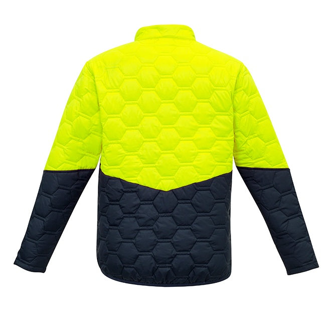 Syzmik ZJ420 Unisex Hexagonal Puffer Jacket - Yellow/Navy - Back View