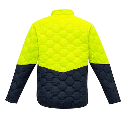 Syzmik ZJ420 Unisex Hexagonal Puffer Jacket - Yellow/Navy - Back View