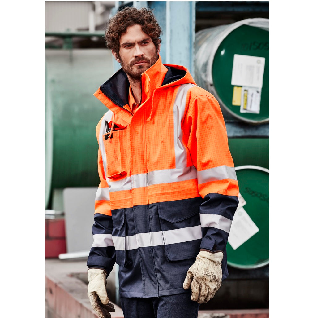 Syzmik ZJ900 Mens Fire Amour ARC Rated Anti-Static Waterproof Jacket - Orange/Navy - Lifestyle