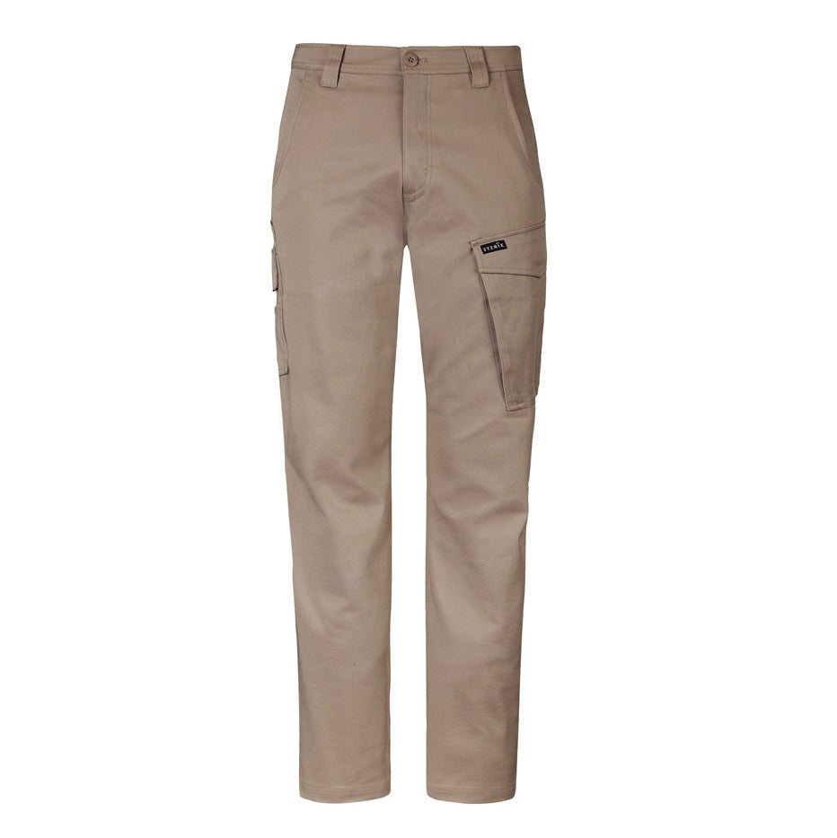 Syzmik ZP230 Mens Essential Basic Stretch Cargo Pants - Khaki - Front View