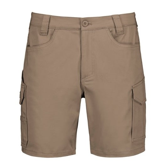 Syzmik ZS235 Mens Essential Stretch Cargo Short - Khaki - Front View