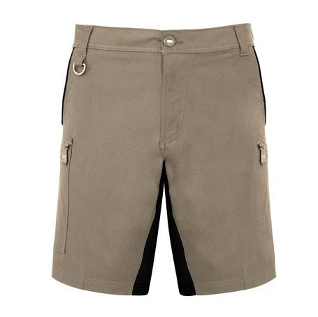 Syzmik ZS340 Mens Streetworx Stretch Short - Khaki - Front View