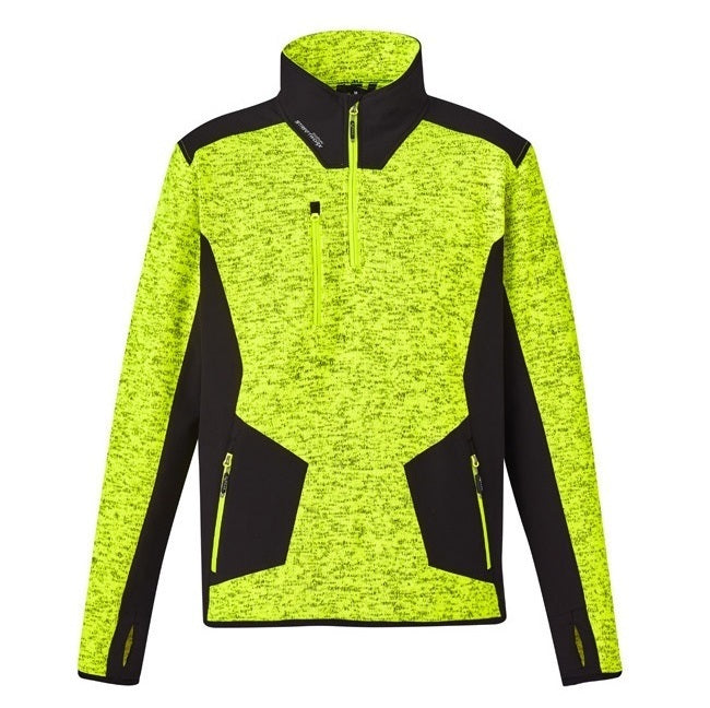 Syzmik ZT380 Unisex Streetworx Reinforced 1/4 Zip Pullover - Fluoro Yellow - Front View