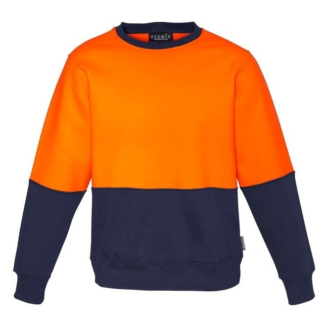 Syzmik ZT475 Unisex HiVis Crew Sweatshirt - Orange/Navy - Front View