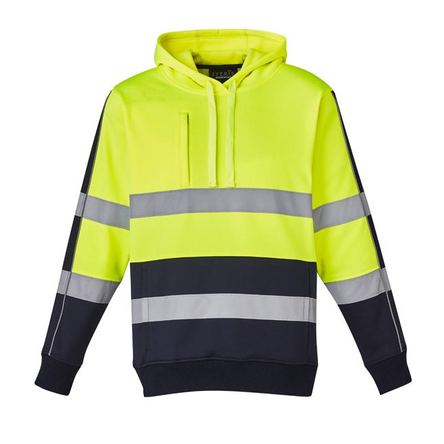 Syzmik ZT483 Unisex HiVis Stretch Taped Hoodie - Yellow/Navy - Front View
