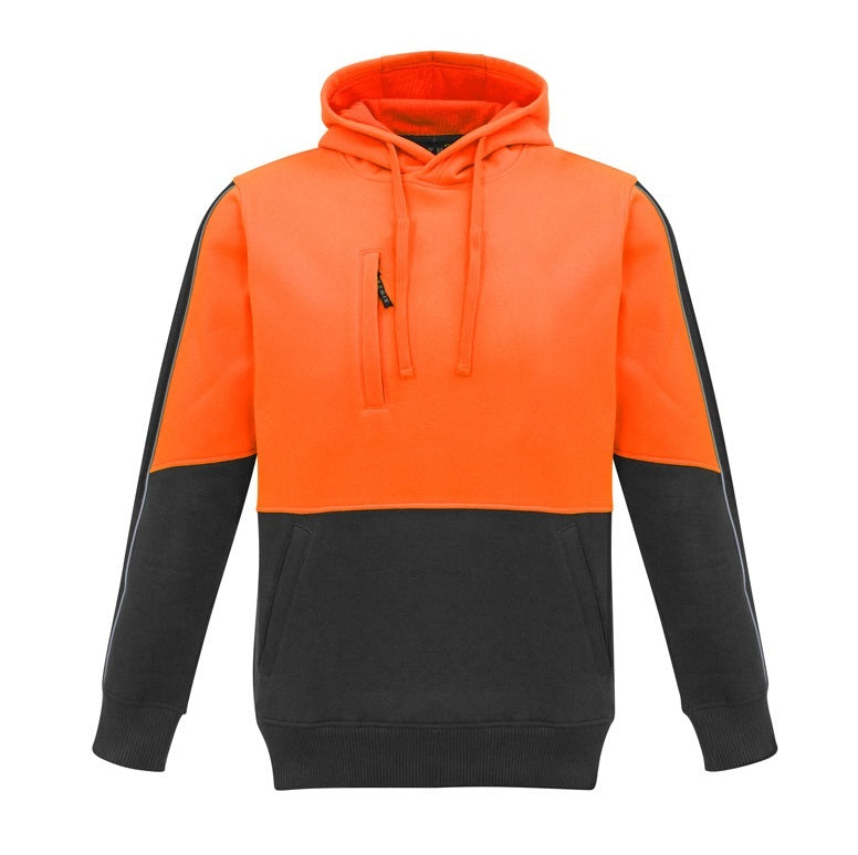 Syzmik ZT484 Unisex HiVis Pullover Hoodie - Orange/Charcoal - Front View