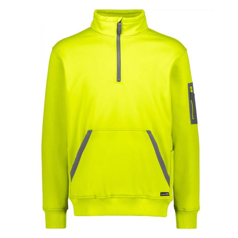 Syzmik ZT665 Unisex Hi Vis Streetworx Water Resistant 1/4 Zip Pullover - Yellow - Front View