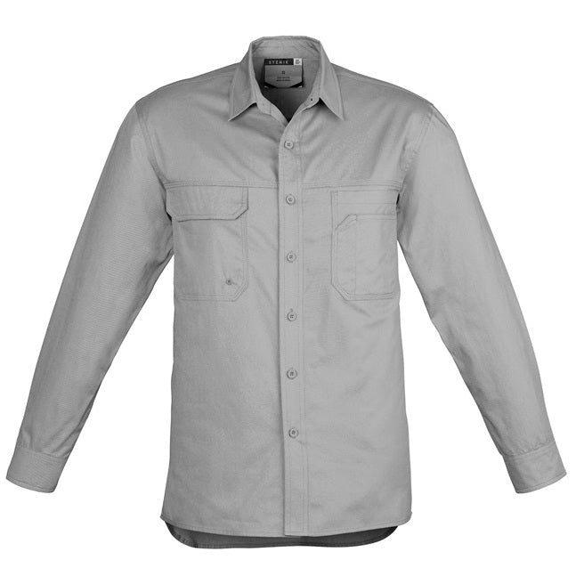 Syzmik ZW121 Mens Light Weight Tradie Long Sleeve Shirt - Grey - Front View