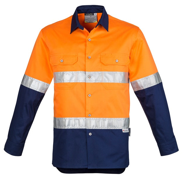 Syzmik ZW123 Mens HiVis Spliced Industrial Shirt Hooped Tape