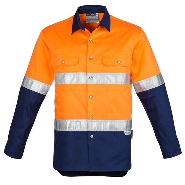 Syzmik ZW123 Mens HiVis Spliced Industrial Shirt Hooped Tape