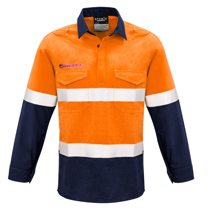 Syzmik ZW133 Mens Fire Amour Closed Front HiVis Taped Spliced Shirt