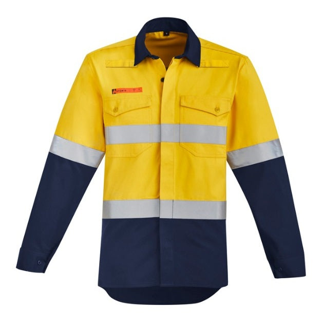 Syzmik ZW140 Mens Orange Flame HRC 2 Hoop Taped Open Front Spliced Shirt