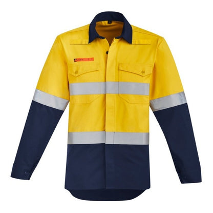 Syzmik ZW140 Mens Orange Flame HRC 2 Hoop Taped Open Front Spliced Shirt