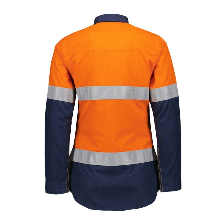 Syzmik ZW170 Womens Orange Flame Lightweight Ripstop Taped Shirt