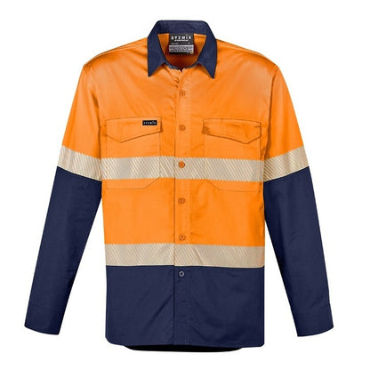 Syzmik ZW124 Mens Hi Vis Spliced Industrial L/S Shirt- Shoulder Taped