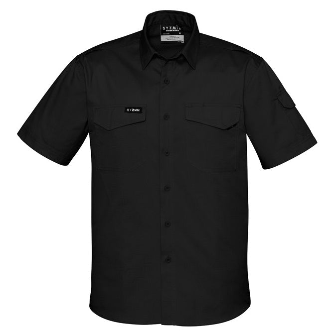 Syzmik ZW405 Mens Rugged Cooling Short Sleeve Shirt - Black - Front View