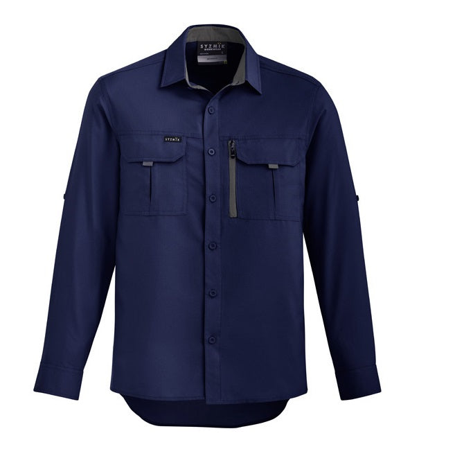 Syzmik ZW460 Mens Outdoor Long Sleeve Shirt - Navy - Front View