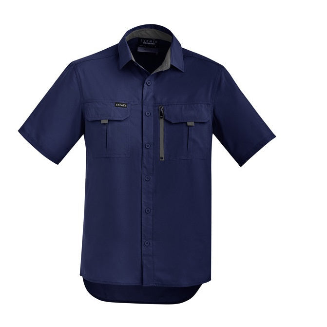 Syzmik ZW465 Mens Outdoor Short Sleeve Shirt - Navy - Front View