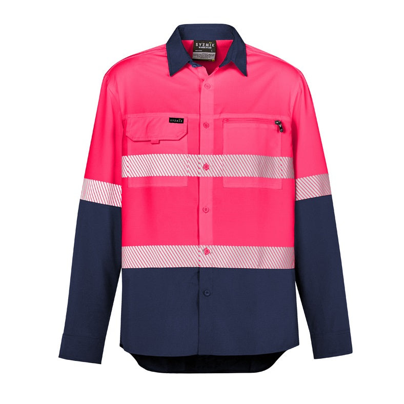 Syzmik ZW470 Mens HiVis Outdoor Segmented Tape L/S Shirt
