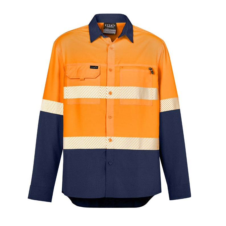 Syzmik ZW470 Mens HiVis Outdoor Segmented Tape L/S Shirt
