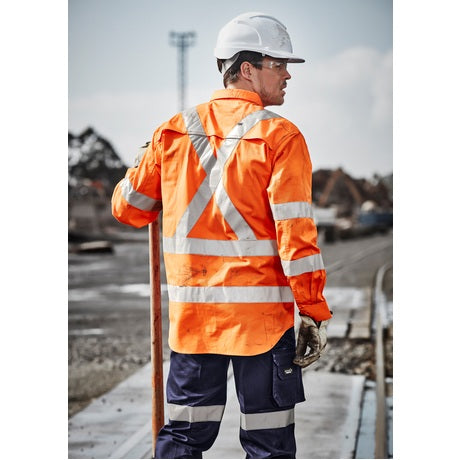 Syzmik ZW690 Mens HiVis X Back Tape L/S Shirt