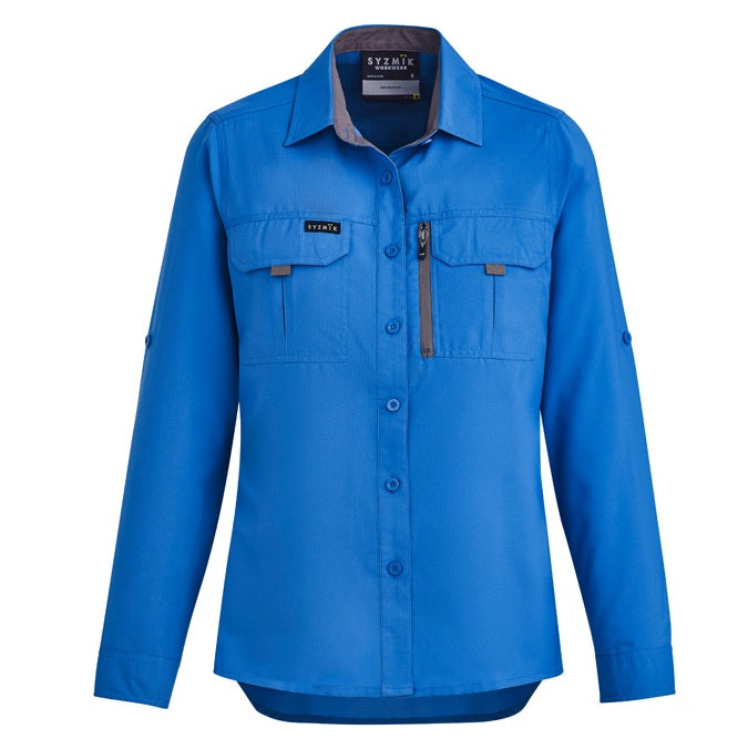 Syzmik ZW760 Womens Outdoor Long Sleeve Shirt - Cobalt - Front View