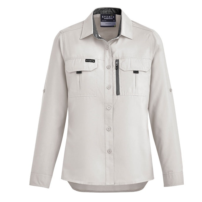 Syzmik ZW760 Womens Outdoor Long Sleeve Shirt - Natural - Front View