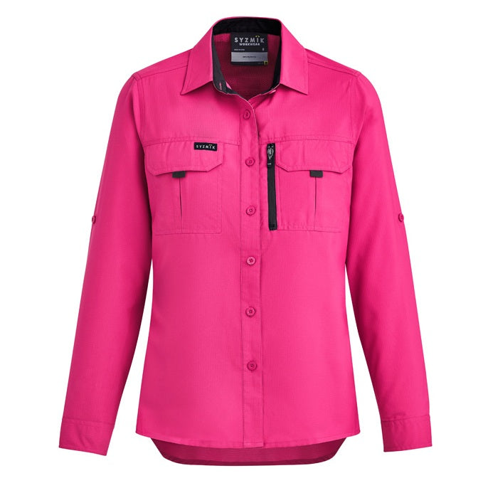 Syzmik ZW760 Womens Outdoor Long Sleeve Shirt - Pink - Front View
