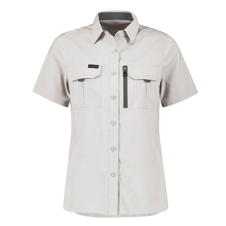 Syzmik ZW765 Womens Outdoor Short Sleeve Shirt - Natural - Front View