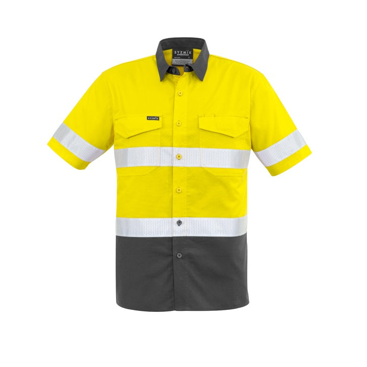 Syzmik ZW835 Mens Rugged Cooling Taped HiVis Spliced S/S Shirt