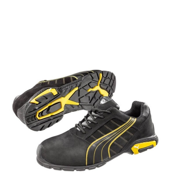 Black and yellow slip resistant safety toe Puma 642717 Amsterdam Safety Jogger