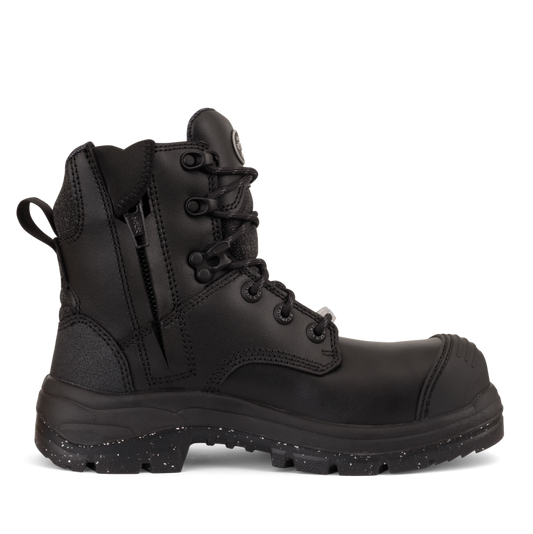 Black boot with a white background