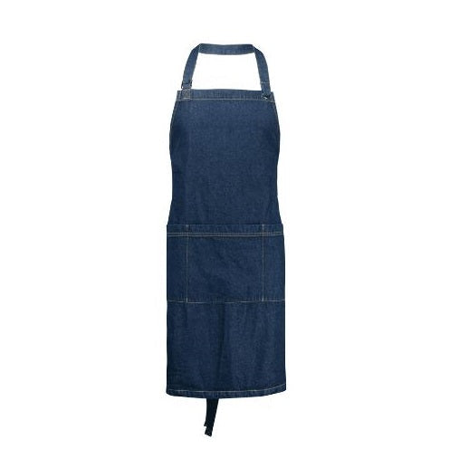 Mens or womens unisex dark blue Stonewashed cotton denim Self fabric neck and waist ties Biz Collection BA40 Clout Apron
