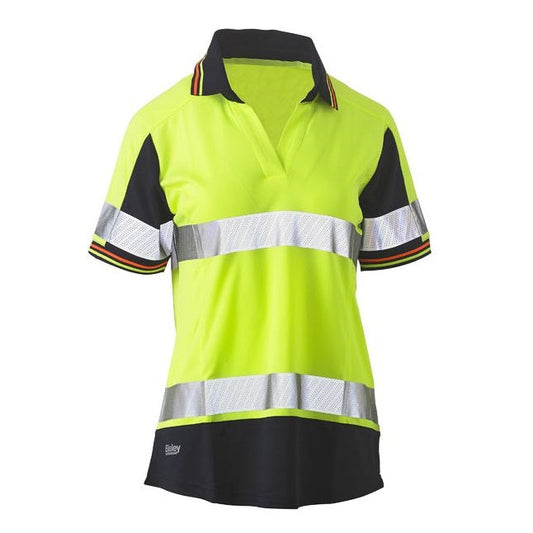 Bisley BKL1225T Womens Short Sleeve Taped 2-Tone HiVis V-Neck Polo