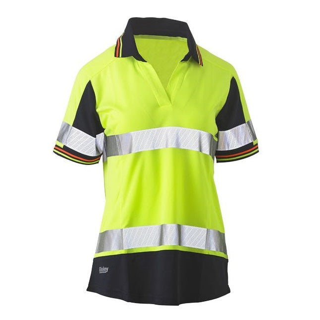 Bisley BKL1225T Womens Short Sleeve Taped 2-Tone HiVis V-Neck Polo