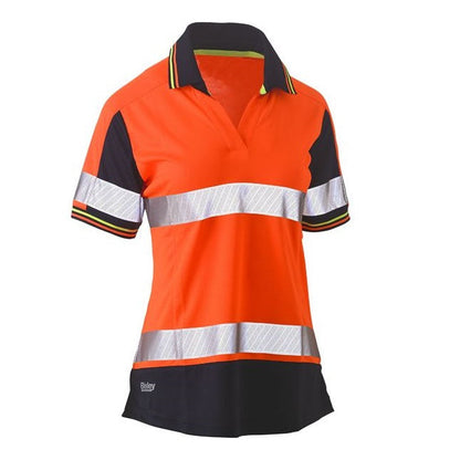 Bisley BKL1225T Womens Short Sleeve Taped 2-Tone HiVis V-Neck Polo