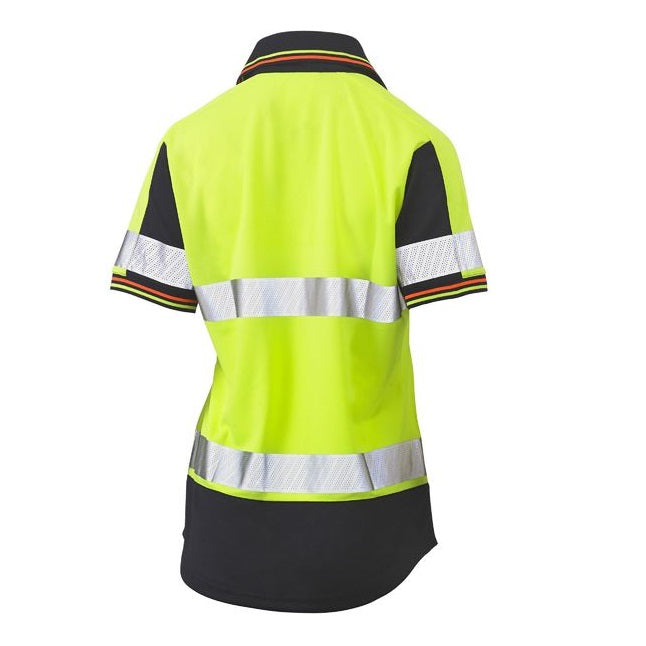 Bisley BKL1225T Womens Short Sleeve Taped 2-Tone HiVis V-Neck Polo